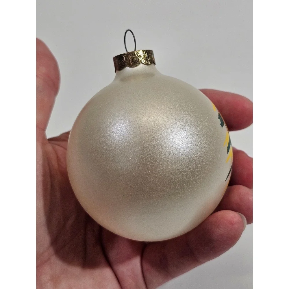 Green Bay Packers NFL Glass Ball Christmas Ornament Helmet Logo Cream Green Gold